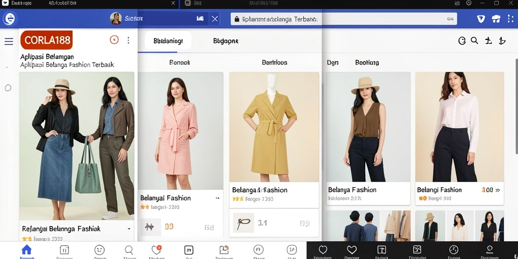 Tampilan antarmuka modis dan mudah digunakan untuk belanja fashion.