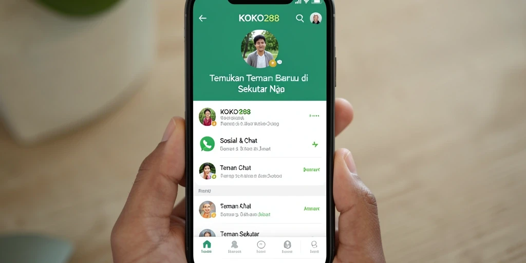 Tampilan antarmuka KOKO288 dengan fungsi Teman Sekitar.