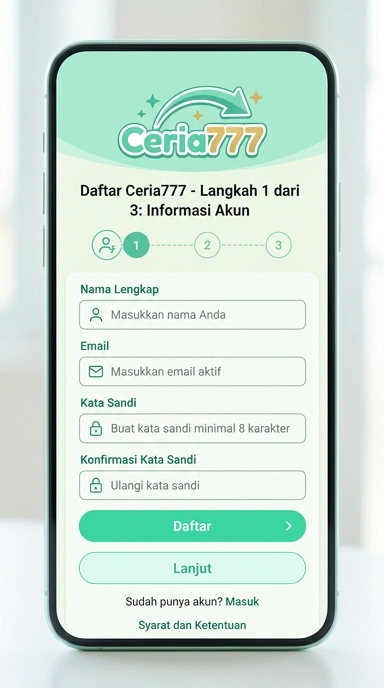 Tampilan halaman daftar ceria777